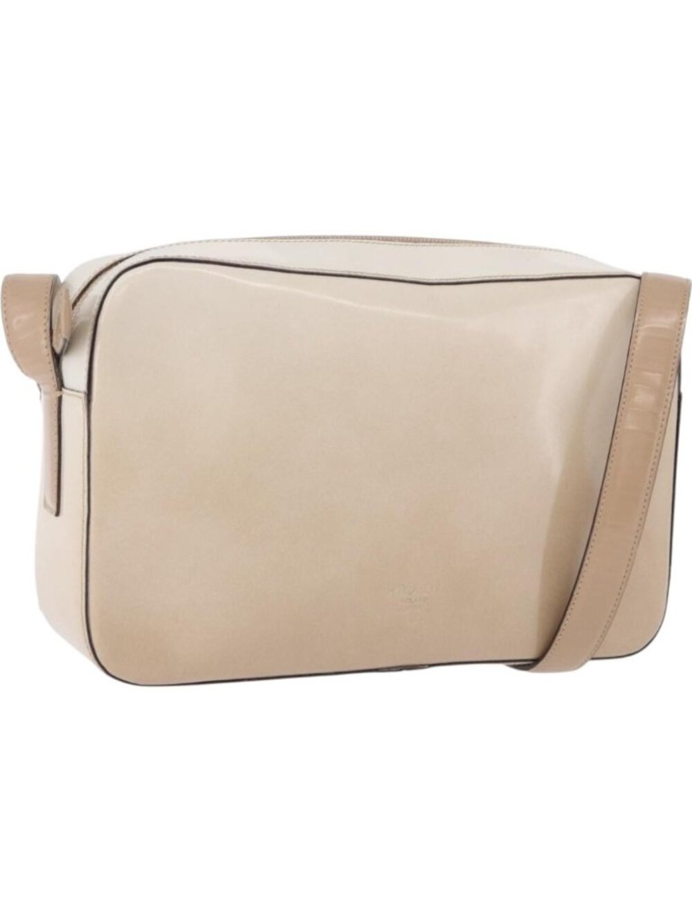 PRADA Shoulder Bag Leather Ivory Silver